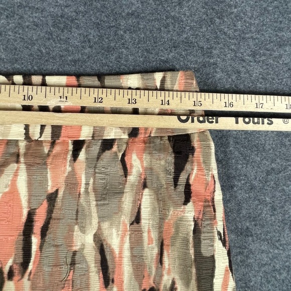 Ann Taylor Skirt Womens 4 Beige Zip Up Lined Cotton Abstract Art Straight Career - Picture 6 of 11